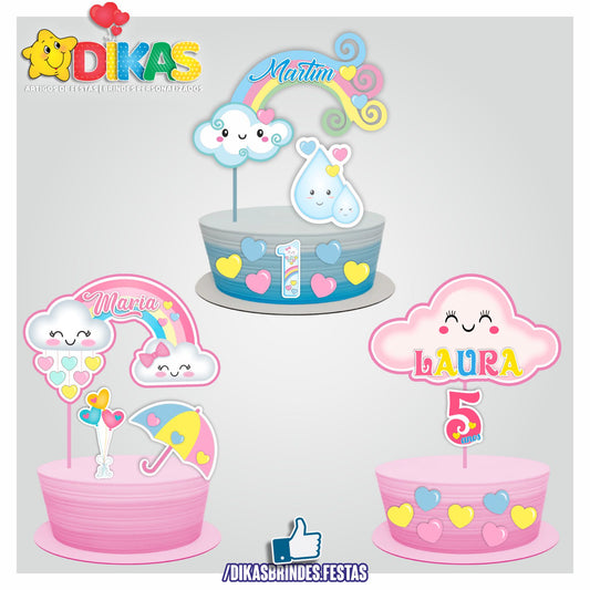 TOPO DE BOLO PERSONALIZADO - CHUVA DE AMOR