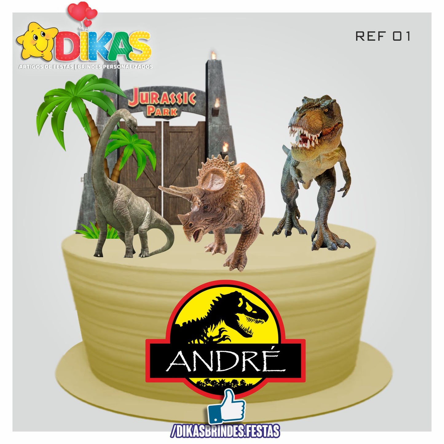 TOPO DE BOLO PERSONALIZADO - DINOSSAUROS