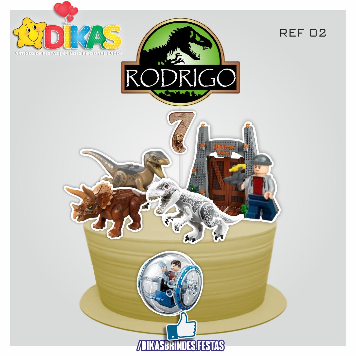 TOPO DE BOLO PERSONALIZADO - DINOSSAUROS