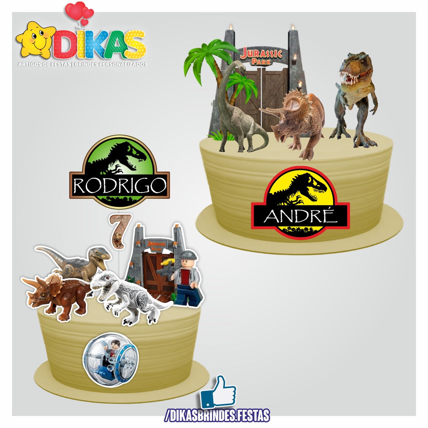 TOPO DE BOLO PERSONALIZADO - DINOSSAUROS