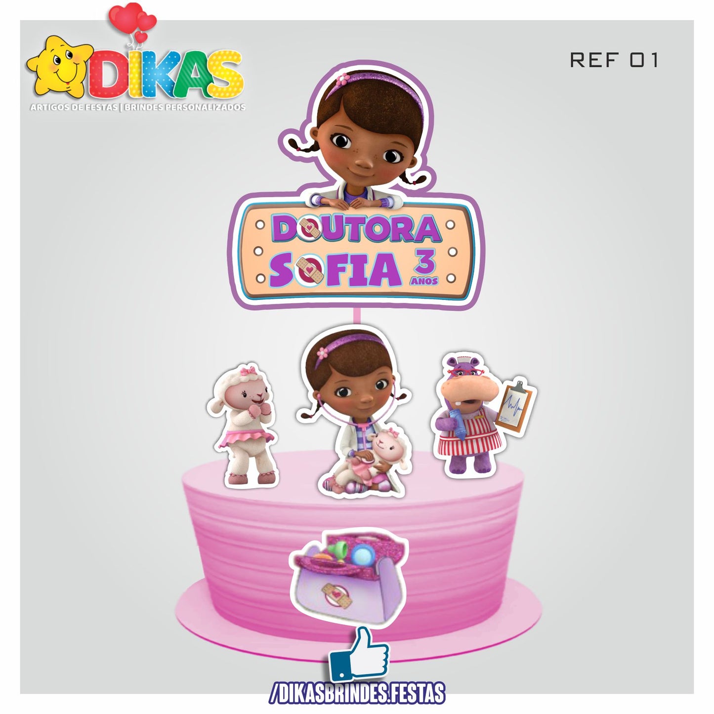 TOPO DE BOLO PERSONALIZADO - DOUTORA BRINQUEDOS