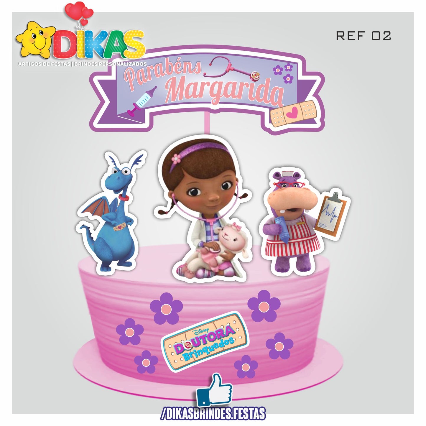 TOPO DE BOLO PERSONALIZADO - DOUTORA BRINQUEDOS