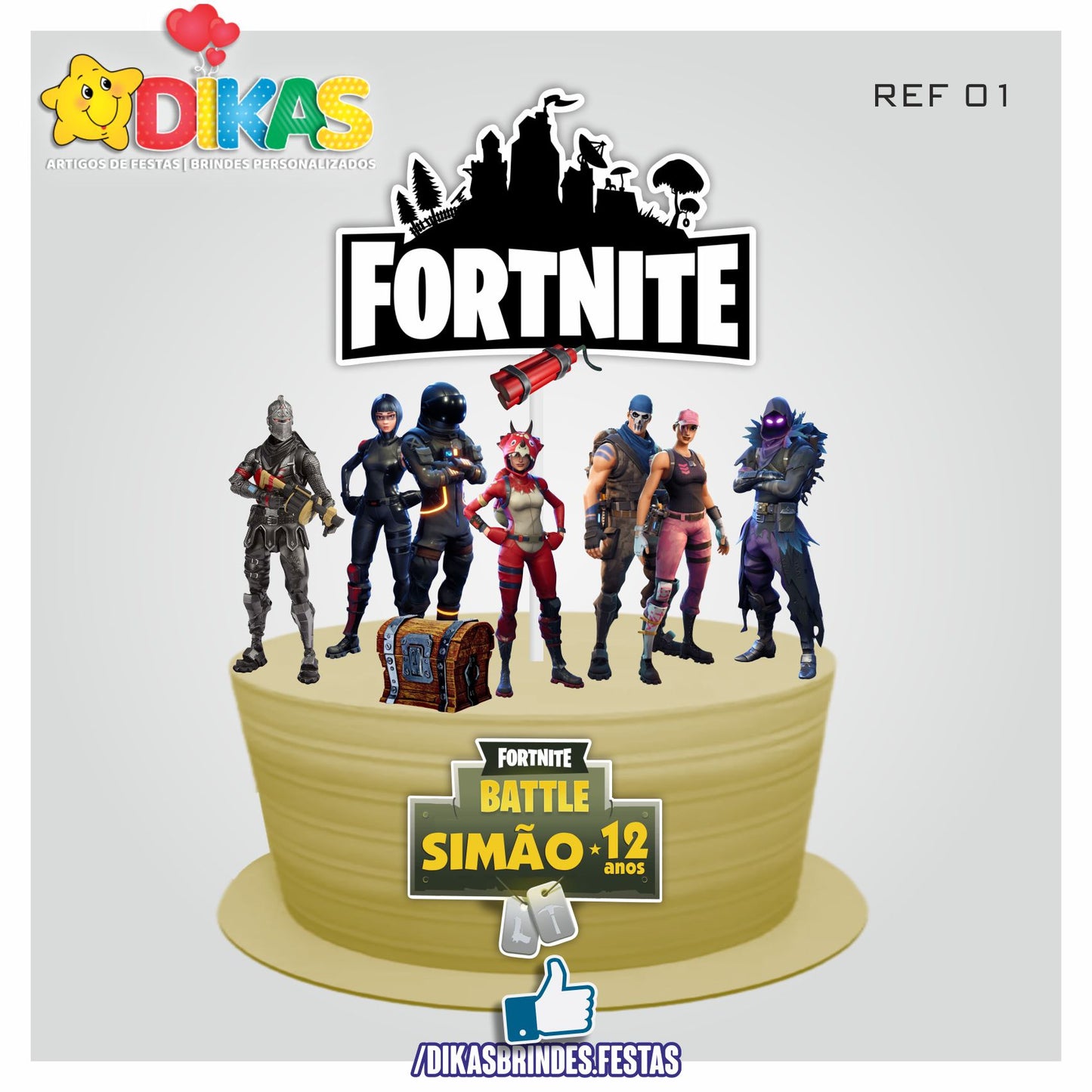 TOPO DE BOLO PERSONALIZADO - FORTNITE