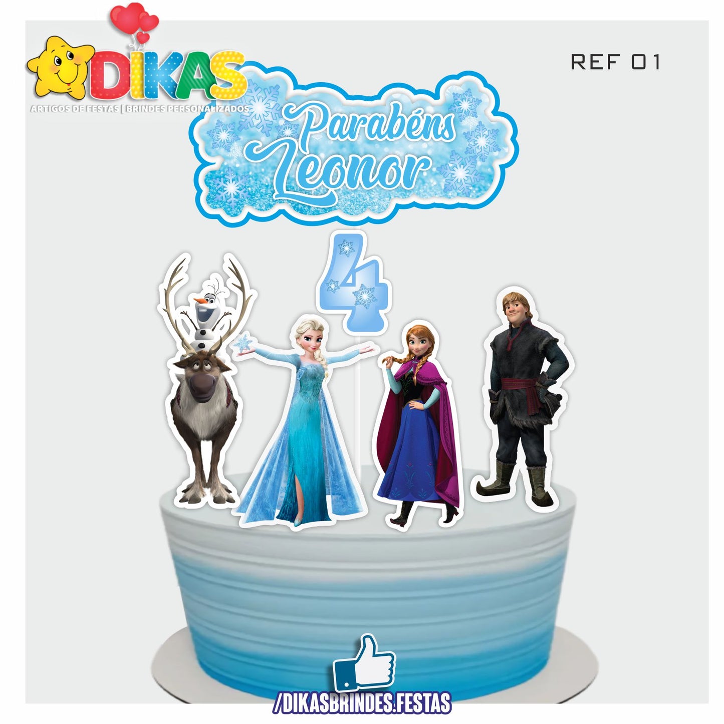 TOPO DE BOLO PERSONALIZADO - FROZEN