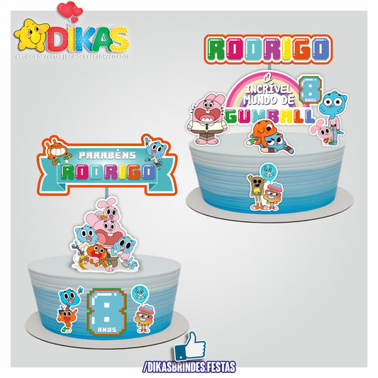 TOPO DE BOLO PERSONALIZADO - GUMBALL