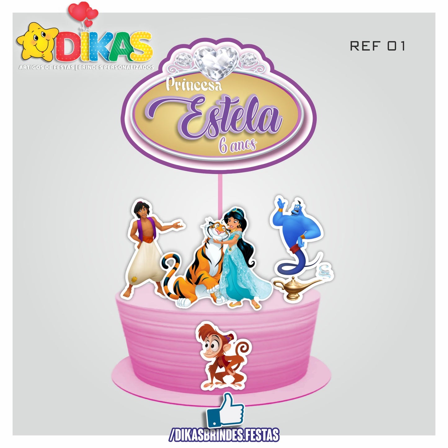TOPO DE BOLO PERSONALIZADO - JASMINE