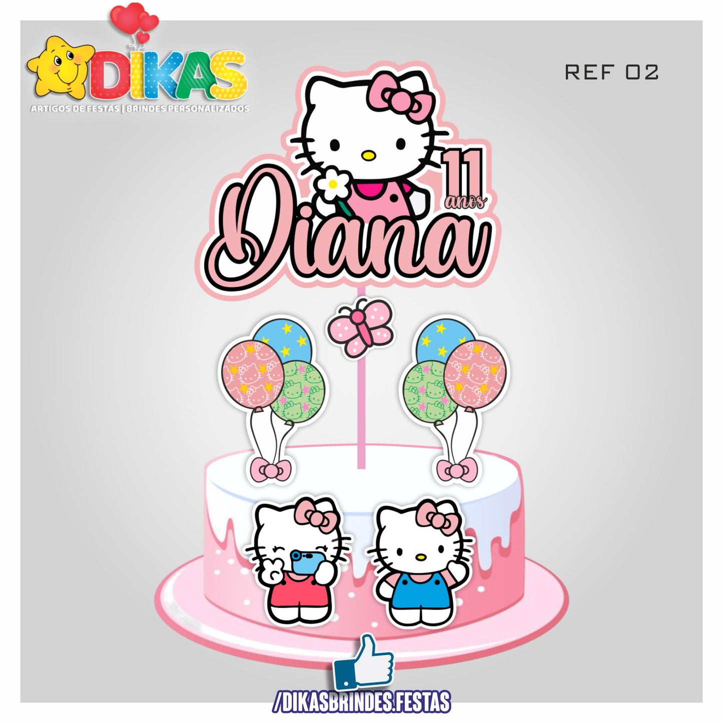 TOPO DE BOLO PERSONALIZADO - HELLO KITTY