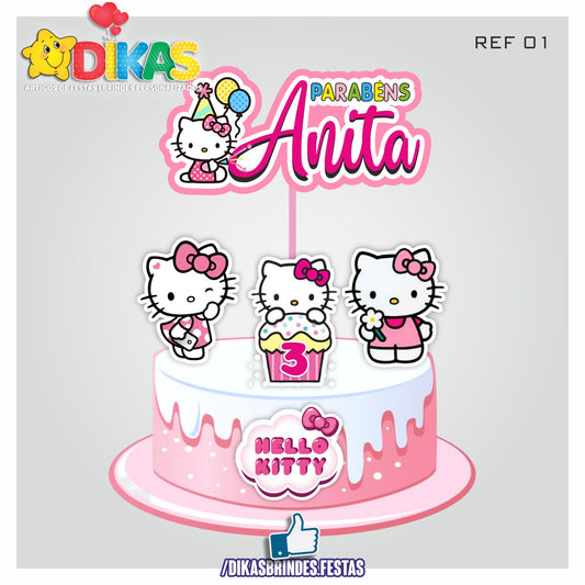 TOPO DE BOLO PERSONALIZADO - HELLO KITTY