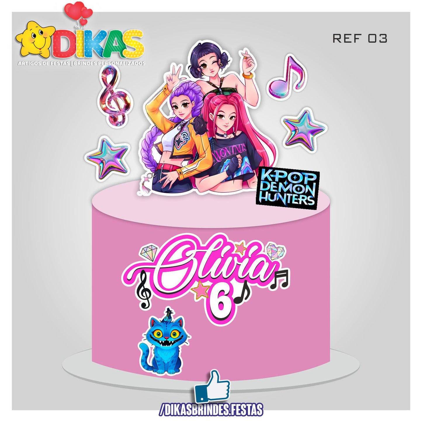 TOPO DE BOLO PERSONALIZADO - Guerreiras do K-POP