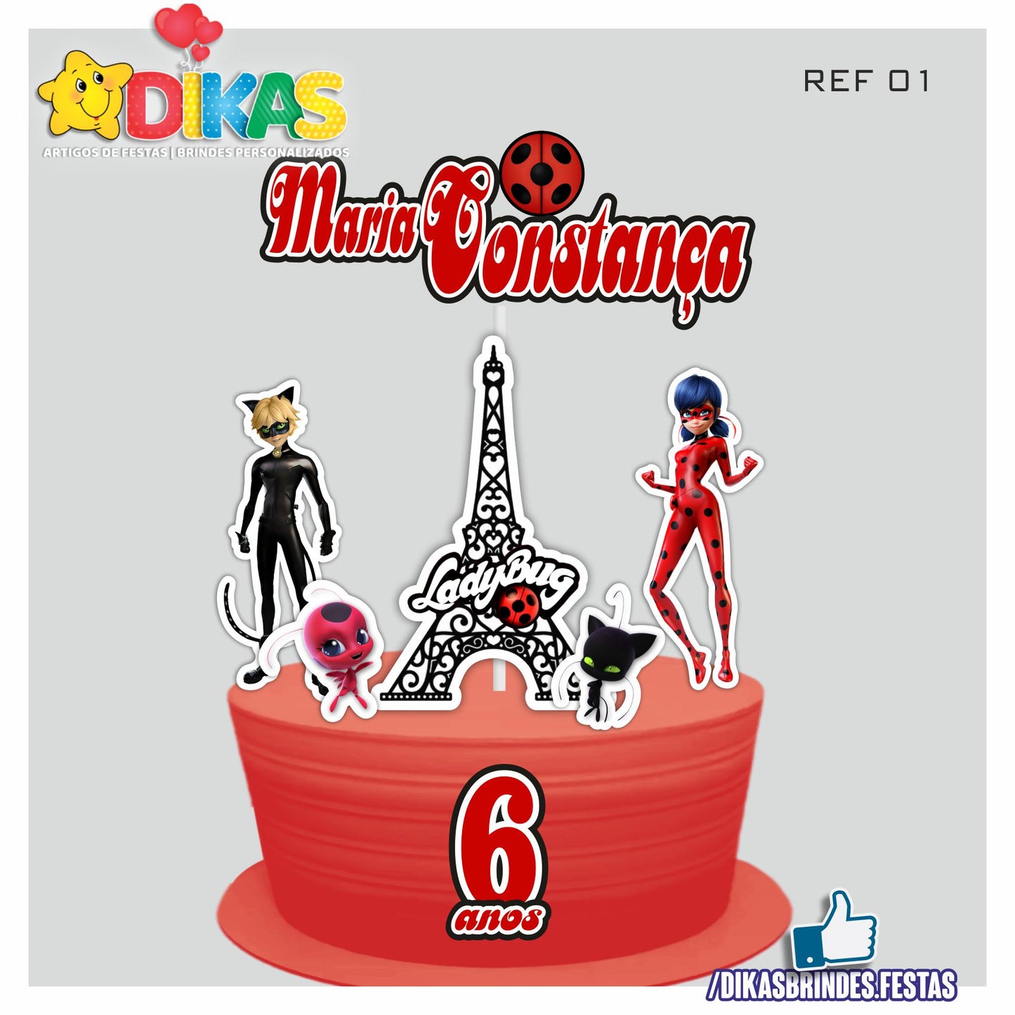 TOPO DE BOLO PERSONALIZADO - LADYBUG