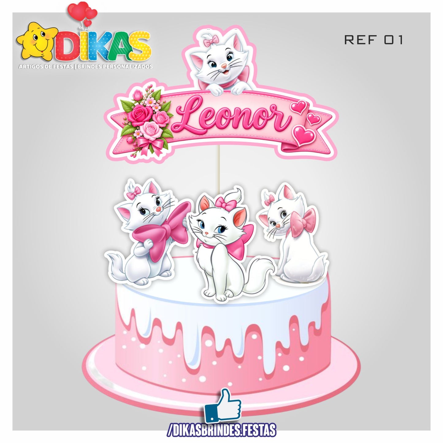 TOPO DE BOLO PERSONALIZADO - GATA MARIE
