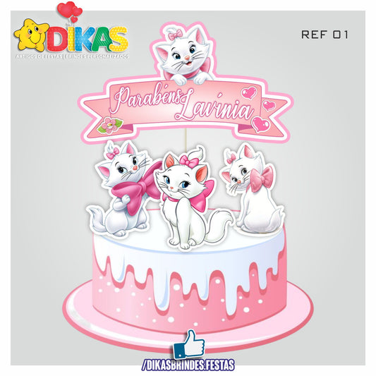 TOPO DE BOLO PERSONALIZADO - GATA MARIE