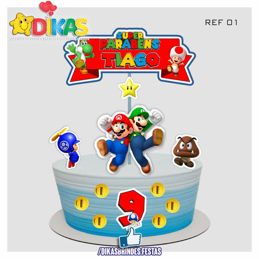 TOPO DE BOLO PERSONALIZADO - MARIO BROS