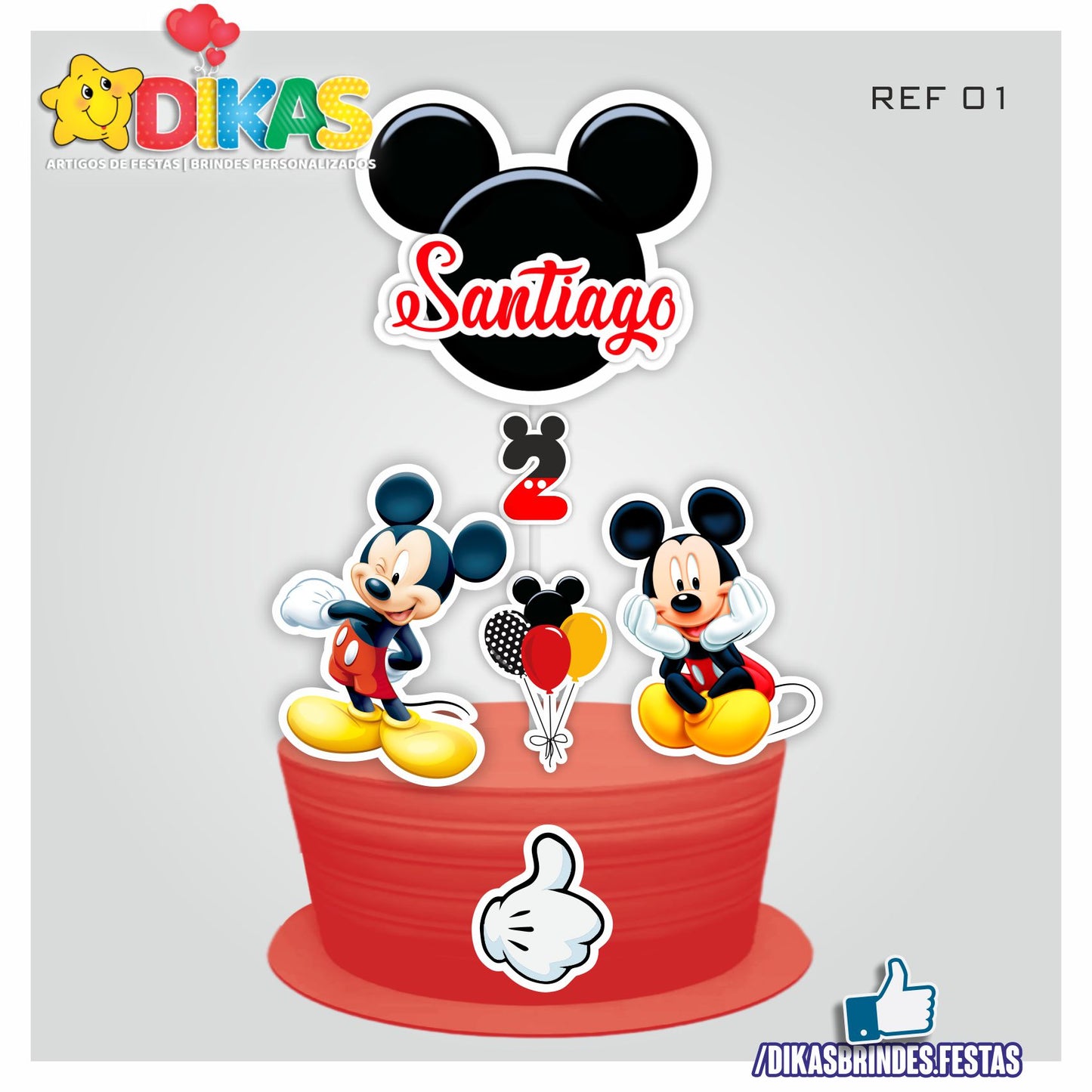 TOPO DE BOLO PERSONALIZADO - MICKEY