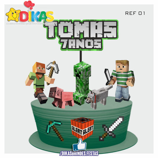 TOPO DE BOLO PERSONALIZADO - MINECRAFT