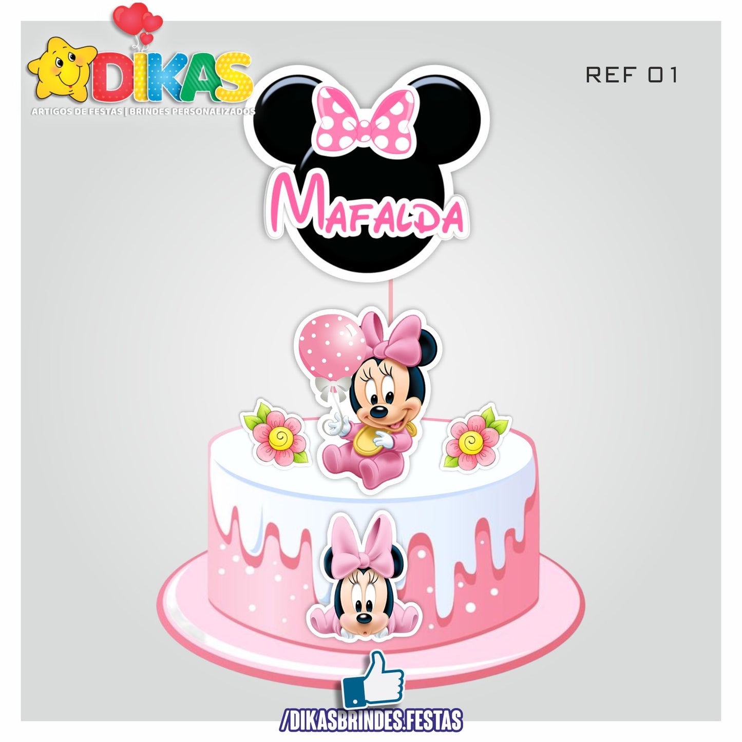 TOPO DE BOLO PERSONALIZADO - MINNIE BABY