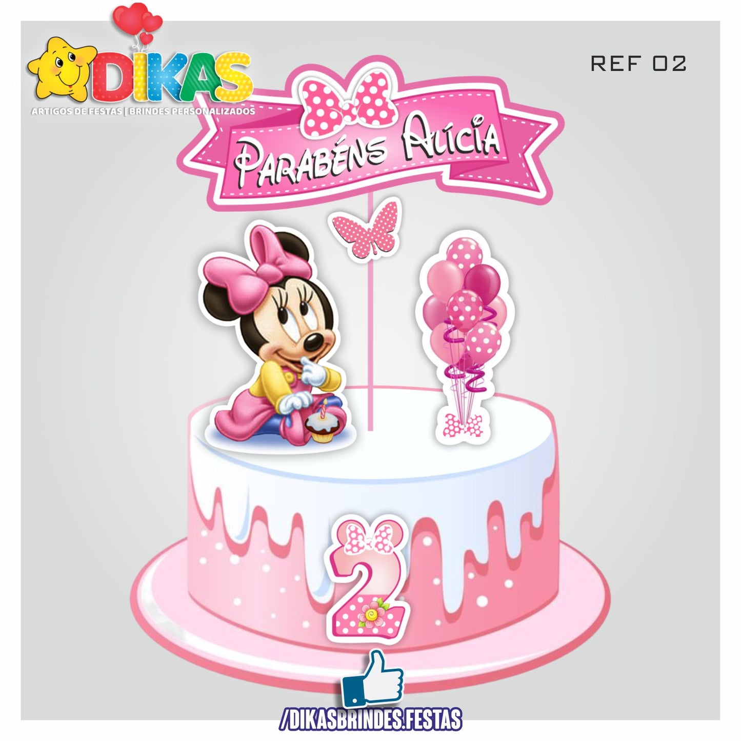 TOPO DE BOLO PERSONALIZADO - MINNIE BABY