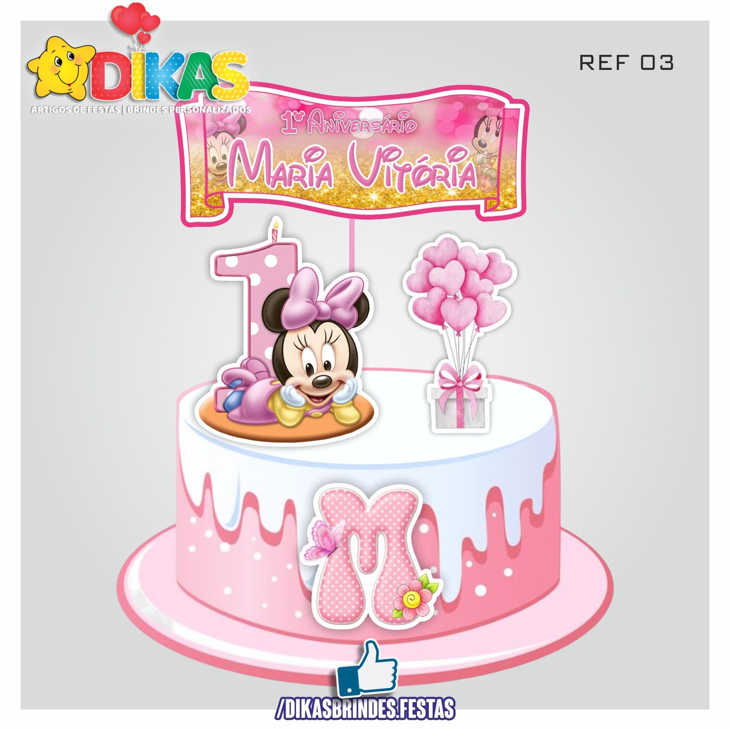 TOPO DE BOLO PERSONALIZADO - MINNIE BABY