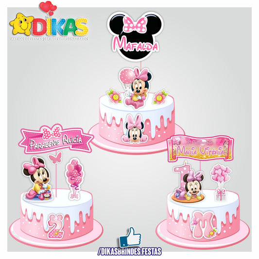 TOPO DE BOLO PERSONALIZADO - MINNIE BABY