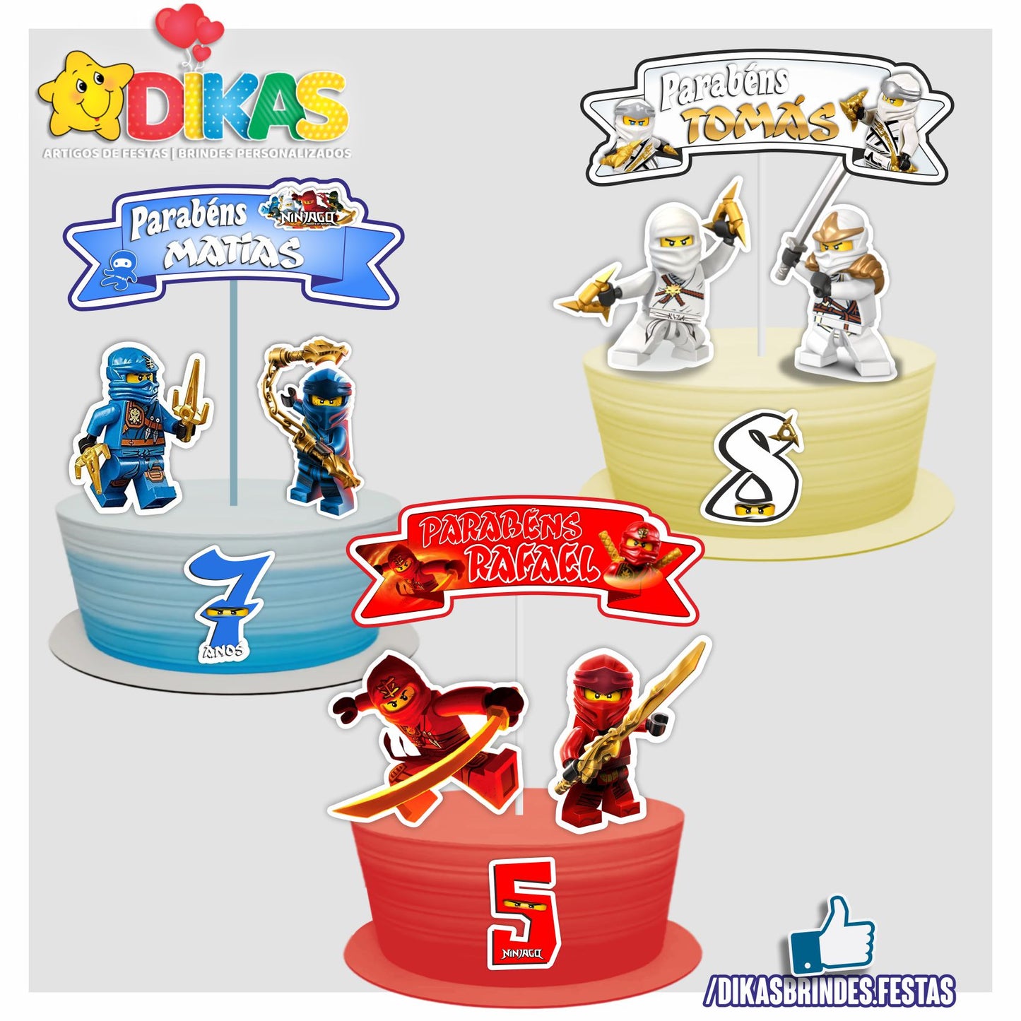 TOPO DE BOLO PERSONALIZADO - NINJAGO