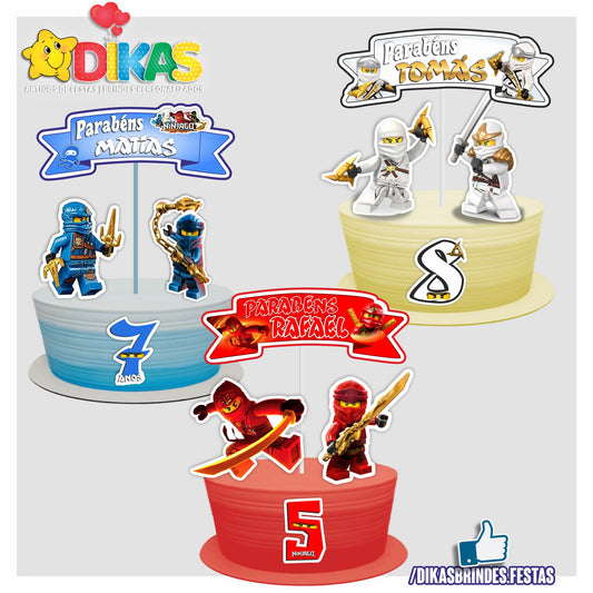 TOPO DE BOLO PERSONALIZADO - NINJAGO