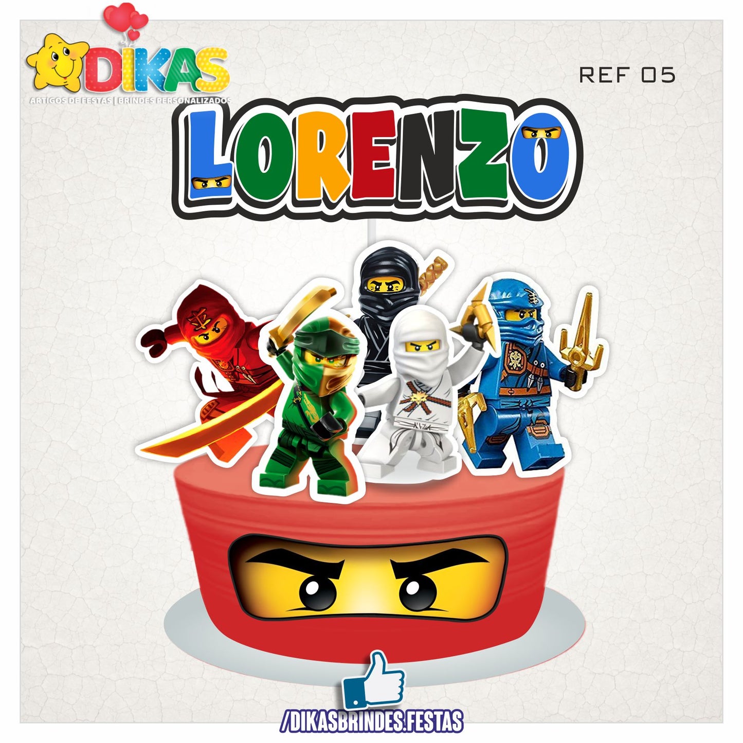 TOPO DE BOLO PERSONALIZADO - NINJAGO