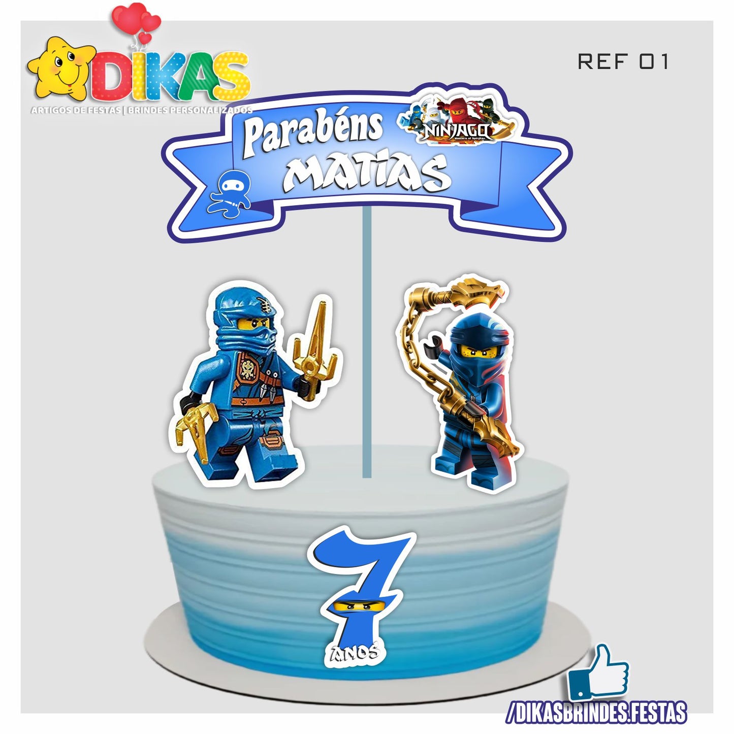 TOPO DE BOLO PERSONALIZADO - NINJAGO