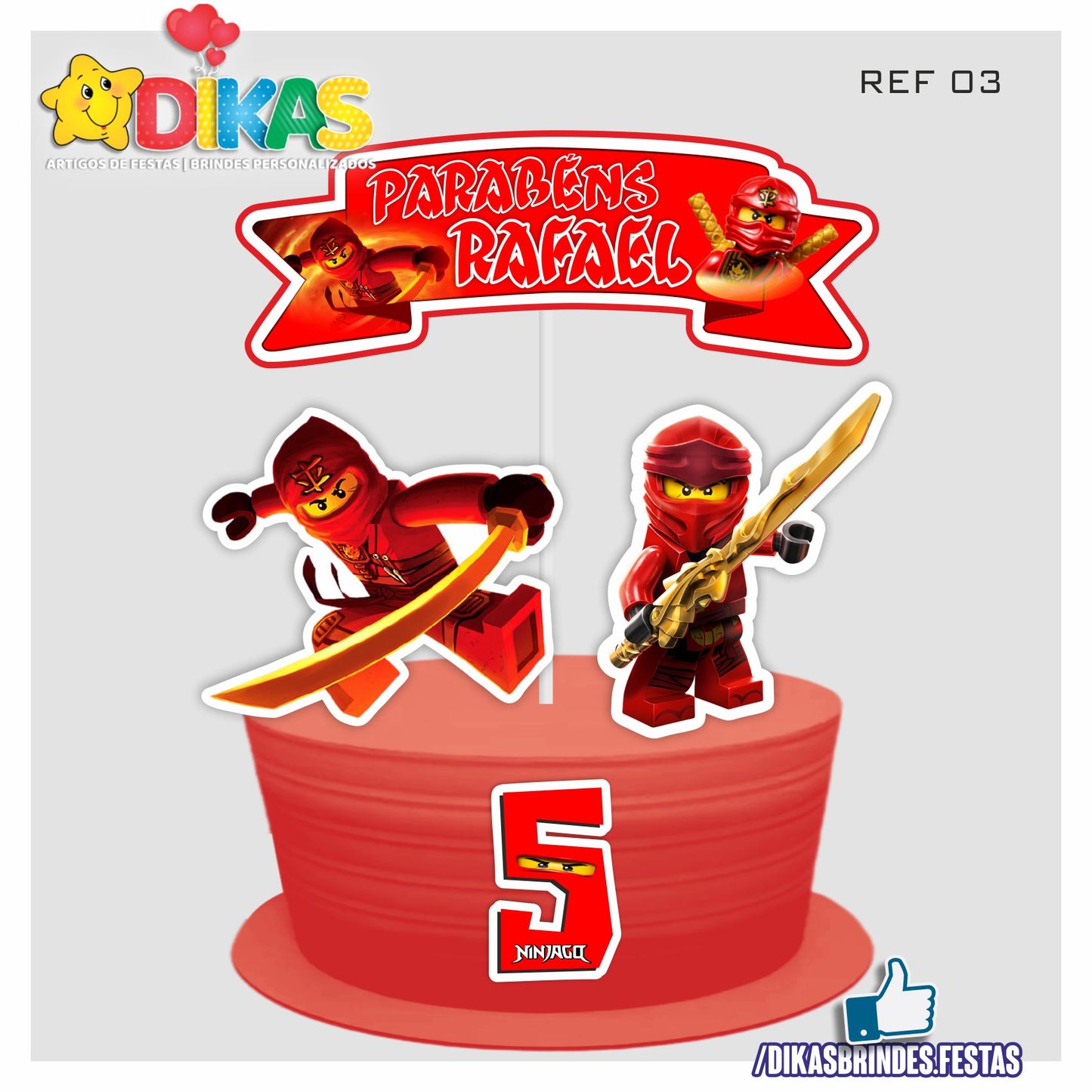 TOPO DE BOLO PERSONALIZADO - NINJAGO