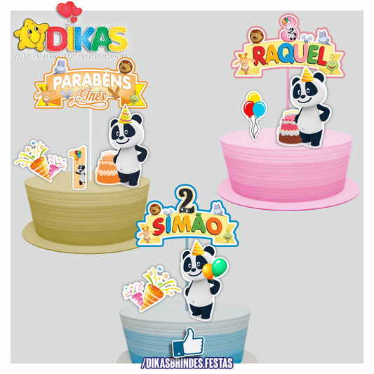 TOPO DE BOLO PERSONALIZADO - PANDA E OS AMIGOS