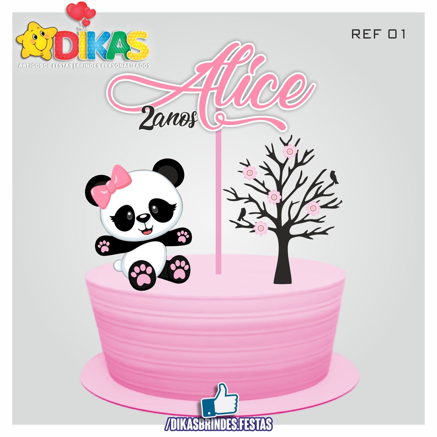 TOPO DE BOLO PERSONALIZADO - PANDA BEBÉ