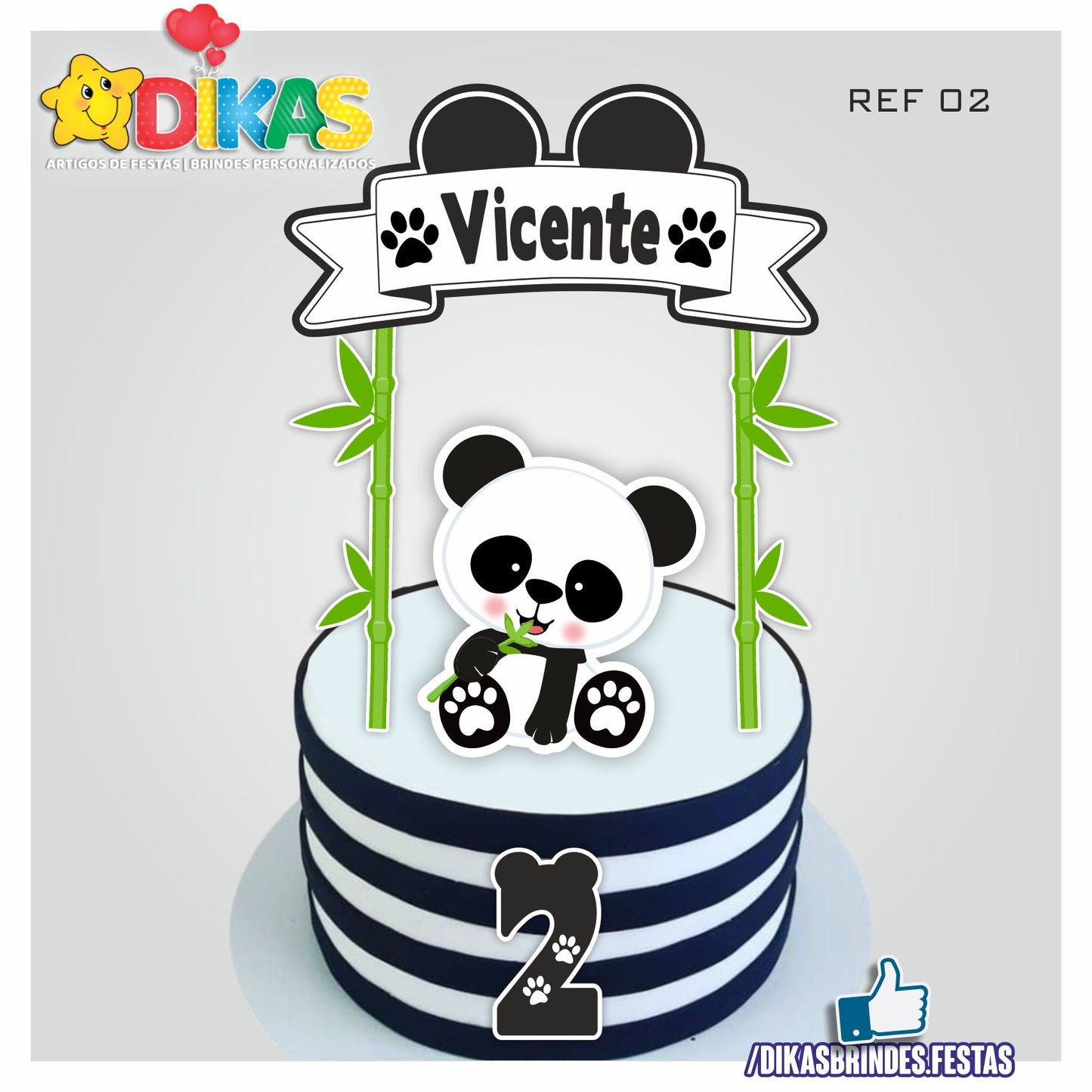 TOPO DE BOLO PERSONALIZADO - PANDA BEBÉ
