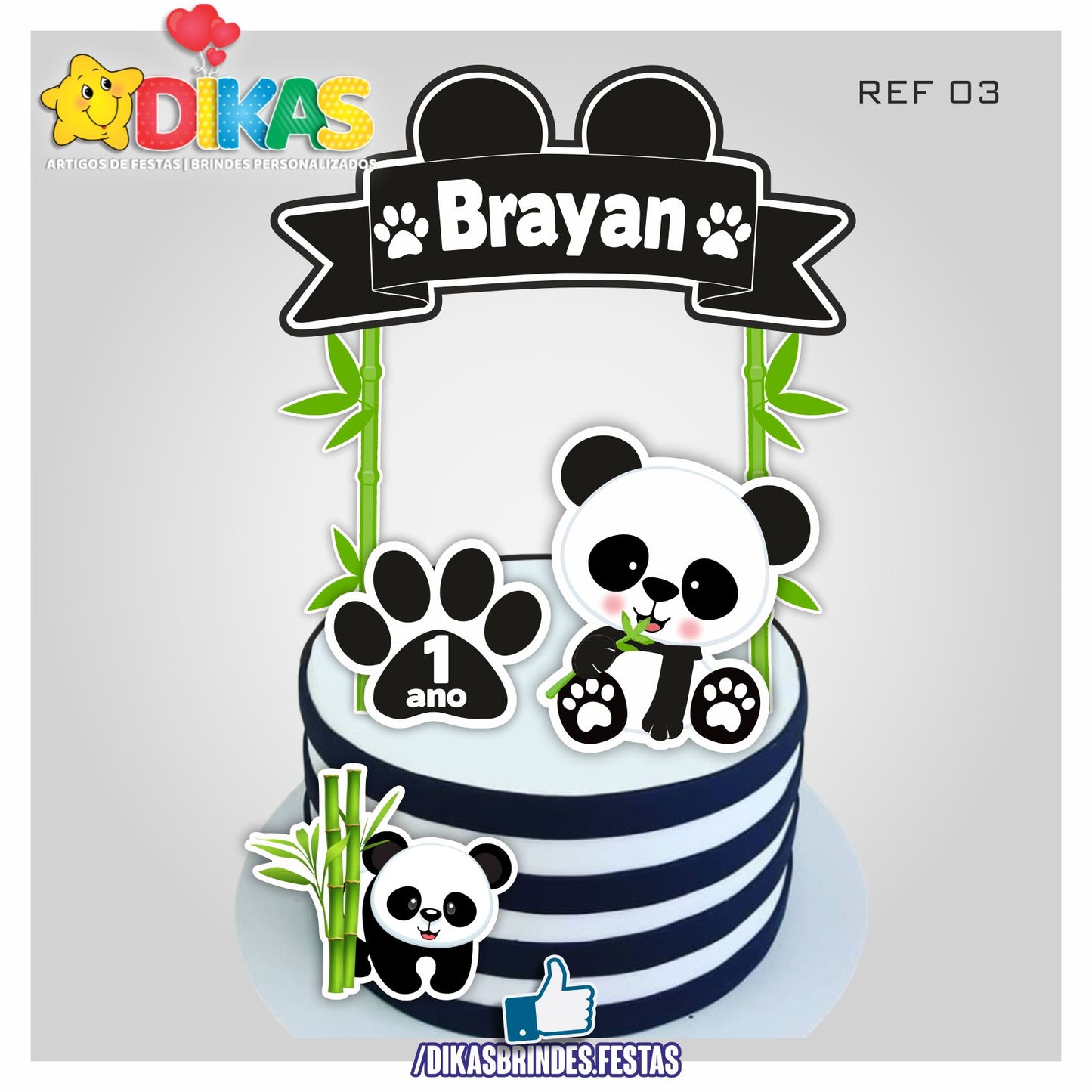 TOPO DE BOLO PERSONALIZADO - PANDA BEBÉ
