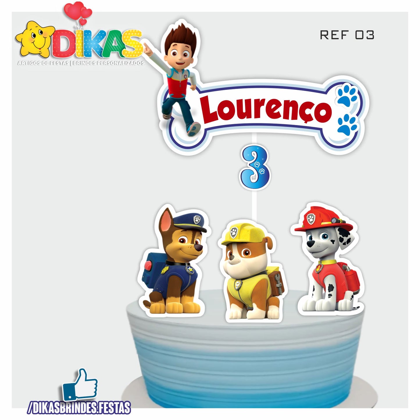 TOPO DE BOLO PERSONALIZADO - PATRULHA PATA