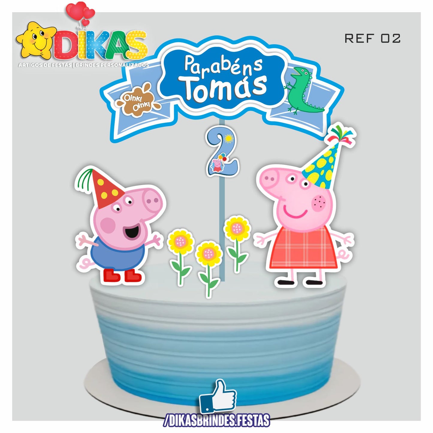TOPO DE BOLO PERSONALIZADO - PORQUINHA PEPPA