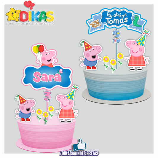 TOPO DE BOLO PERSONALIZADO - PORQUINHA PEPPA