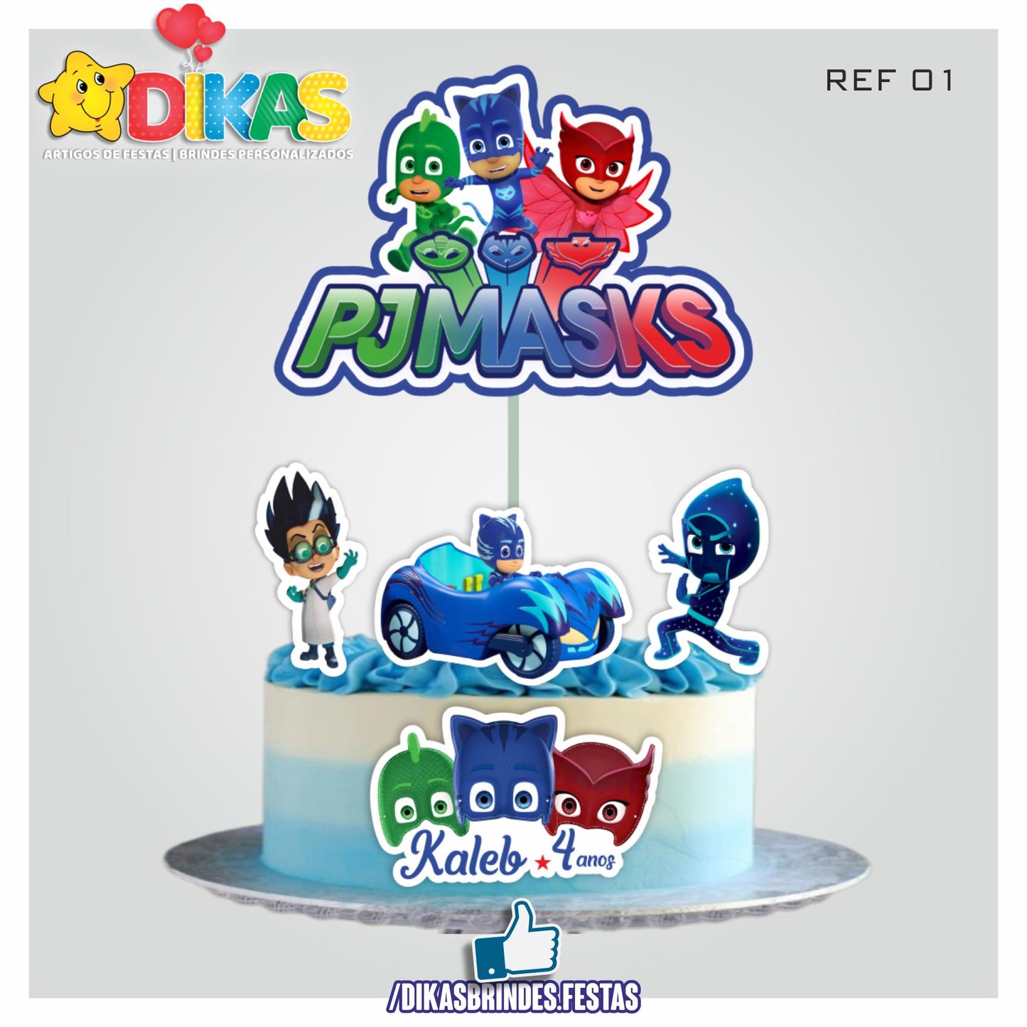 TOPO DE BOLO PERSONALIZADO - PJMASKS