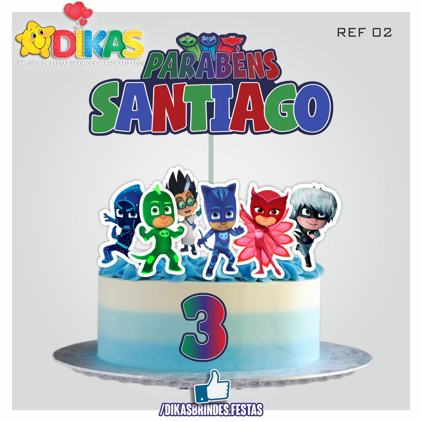 TOPO DE BOLO PERSONALIZADO - PJMASKS