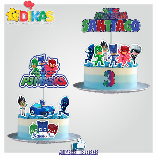 TOPO DE BOLO PERSONALIZADO - PJMASKS