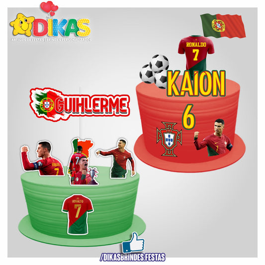 TOPO DE BOLO PERSONALIZADO - FUTEBOL PORTUGAL