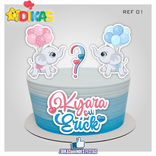 TOPO DE BOLO PERSONALIZADO - CHÁ REVELAÇÃO