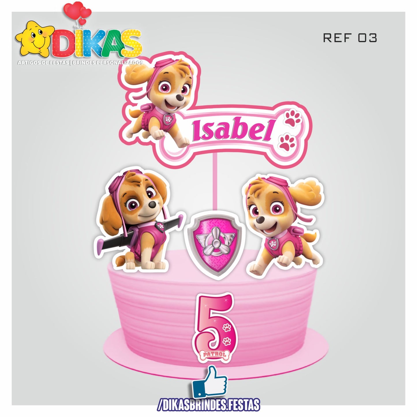 TOPO DE BOLO PERSONALIZADO - SKYE