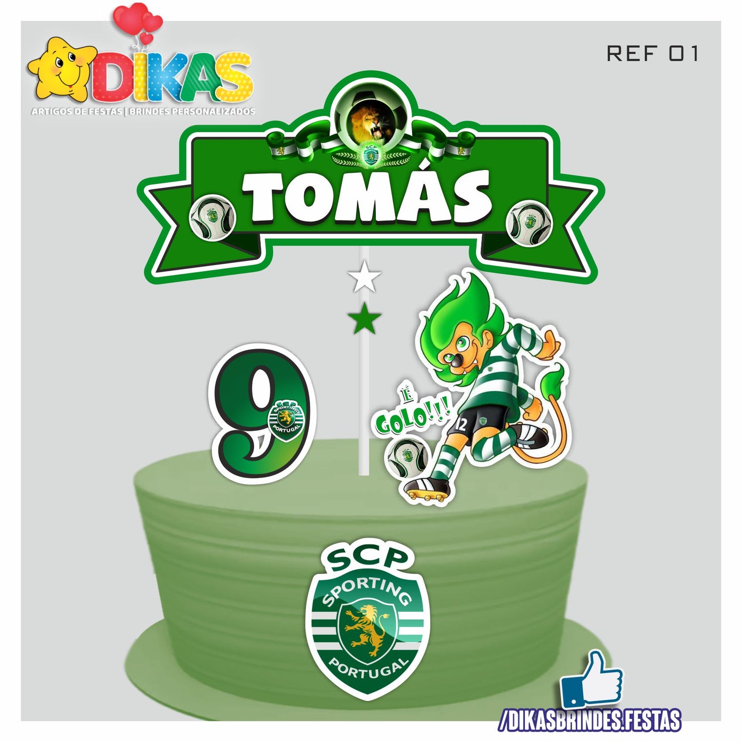 TOPO DE BOLO PERSONALIZADO - FUTEBOL SPORTING