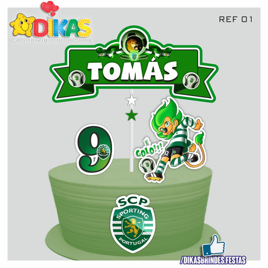 TOPO DE BOLO PERSONALIZADO - FUTEBOL SPORTING