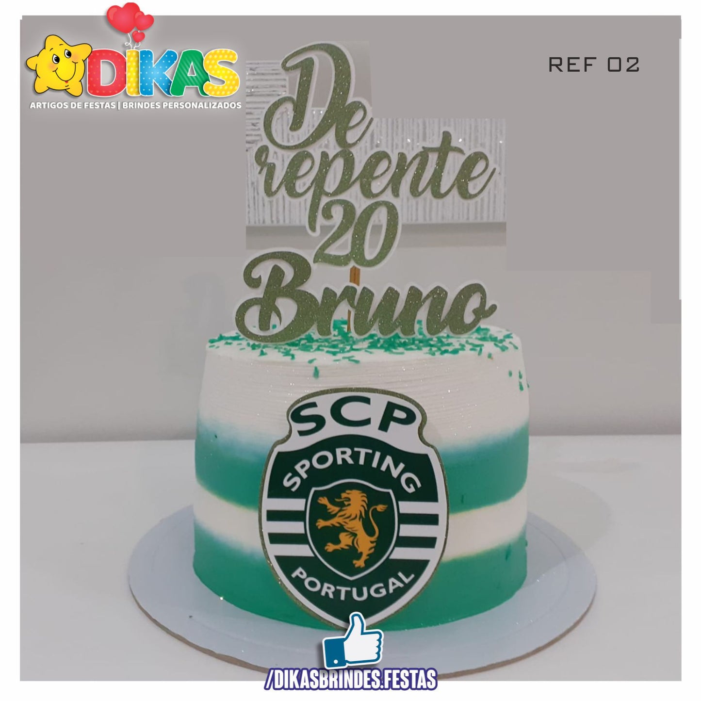 TOPO DE BOLO PERSONALIZADO - FUTEBOL SPORTING