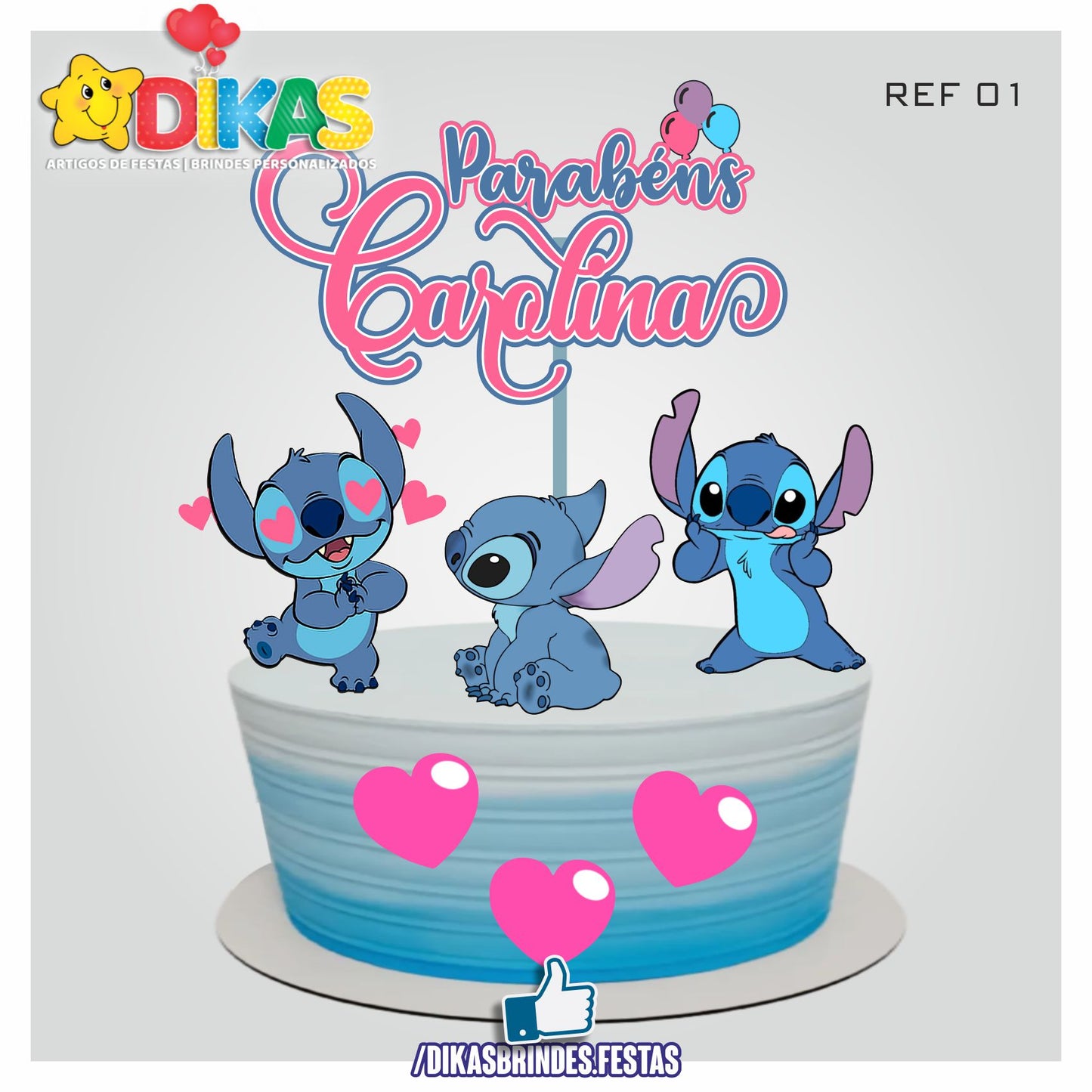 TOPO DE BOLO PERSONALIZADO - STITCH