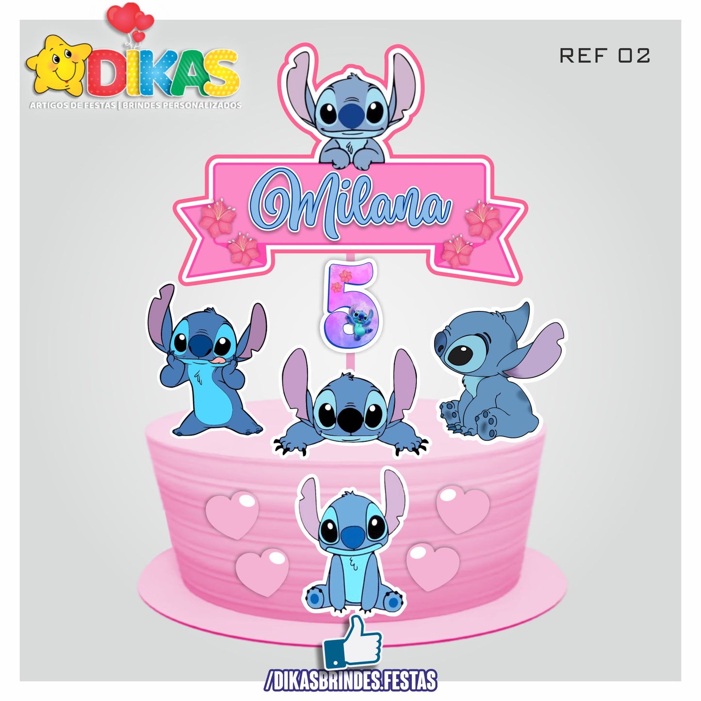 TOPO DE BOLO PERSONALIZADO - STITCH