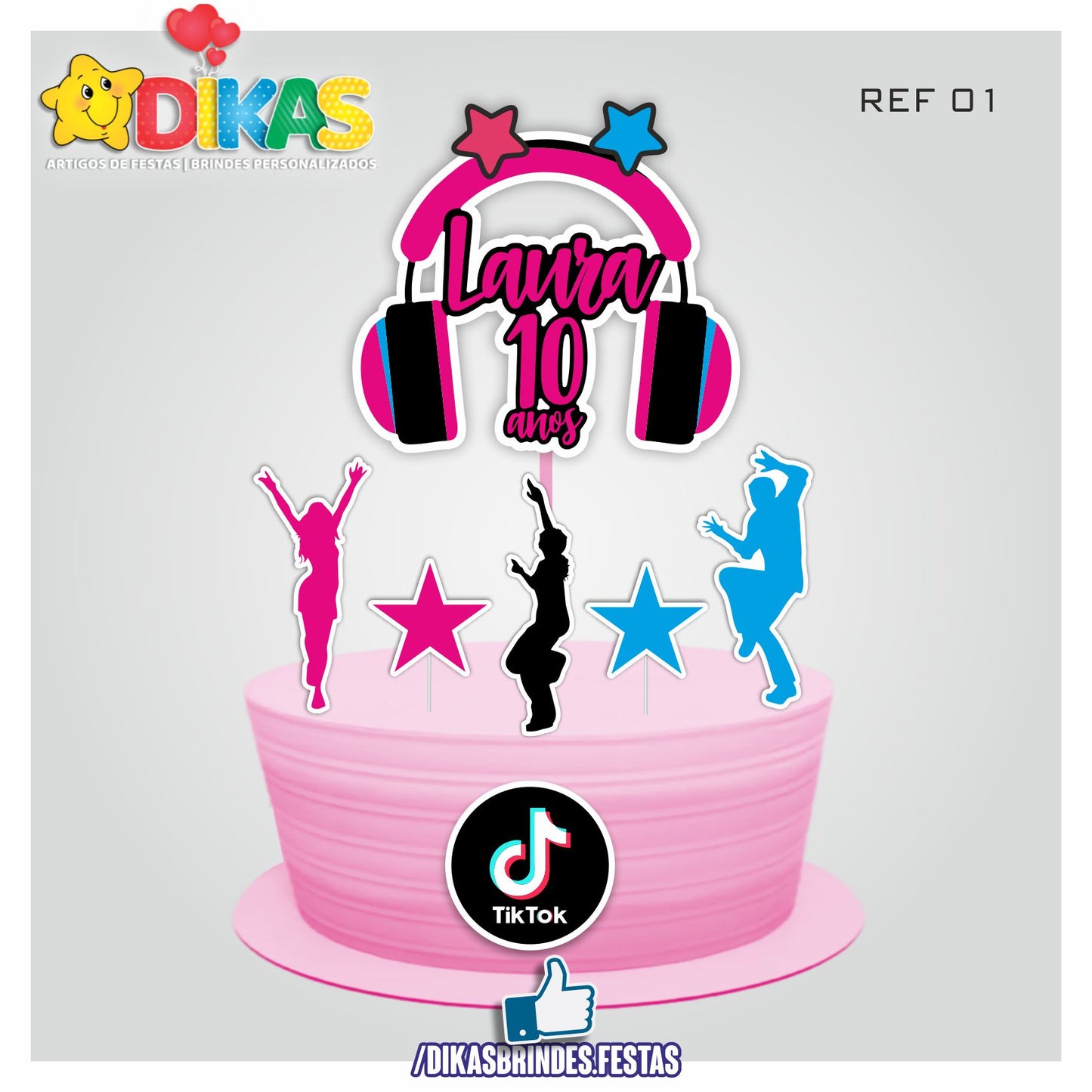TOPO DE BOLO PERSONALIZADO - TIK TOK