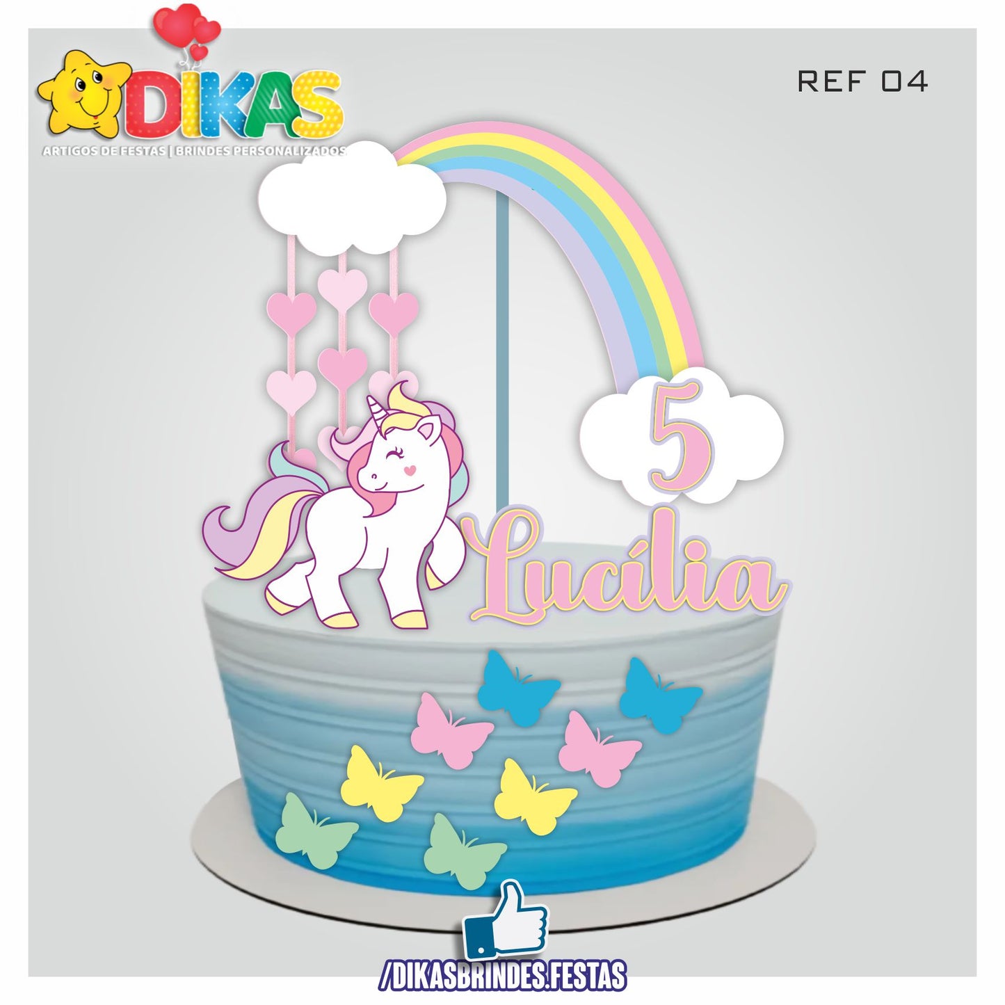 TOPO DE BOLO PERSONALIZADO - UNICÓRNIO