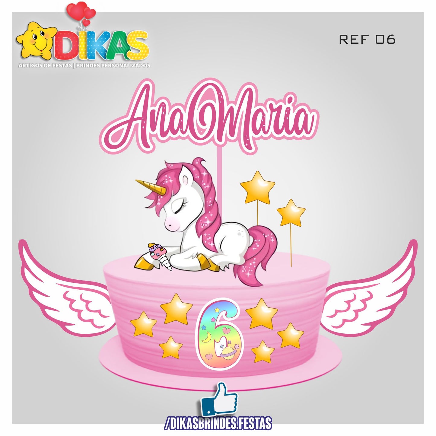 TOPO DE BOLO PERSONALIZADO - UNICÓRNIO