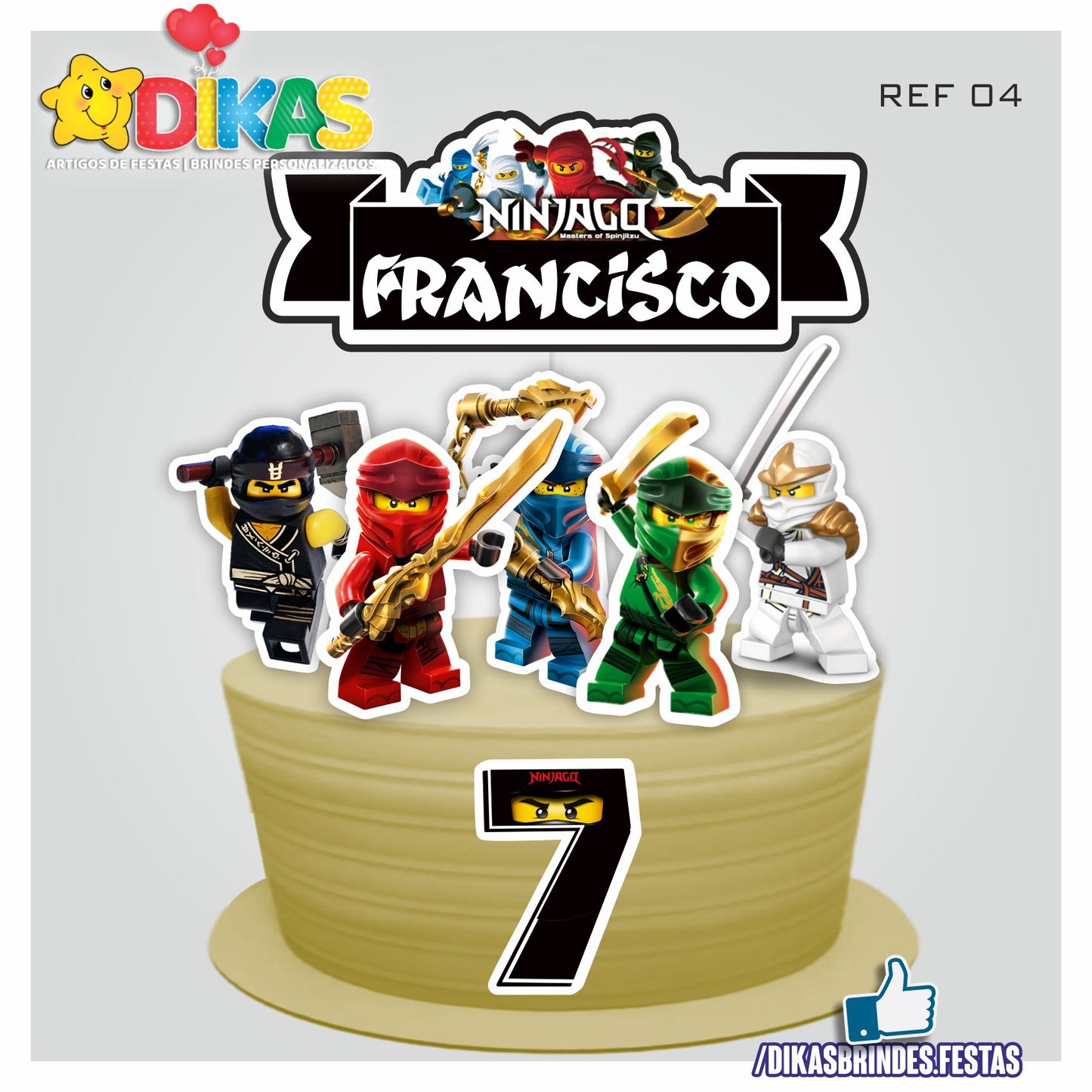 TOPO DE BOLO PERSONALIZADO - NINJAGO
